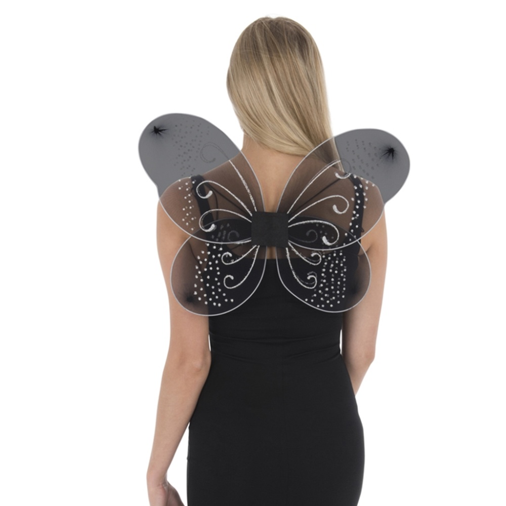 Zac's Alter Ego - Fancy Dress Glitter Butterfly Wings - Black/White